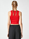 Crop Atlet Basic Bisiklet Yaka Kolsuz Fitilli