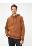 Basic Kapşonlu Sweat Uzun Kollu Şardonlu