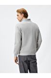 Yarım Fermuarlı Sweatshirt Dik Yaka Uzun Kollu