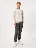 Basic Sweatshirt Polo Yaka Etiket Baskı Detaylı Ribanalı Şardonlu