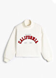 Koton Ekru Kız Çocuk Uzun Kollu Baskılı Sweatshirt 4WKG10061AK
