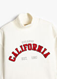 Koton Ekru Kız Çocuk Uzun Kollu Baskılı Sweatshirt 4WKG10061AK