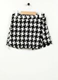 Koton Standart Bel Standart Siyah - Beyaz Kız Çocuk Şort 4WKG40006AW