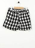 Koton Standart Bel Standart Siyah - Beyaz Kız Çocuk Şort 4WKG40006AW
