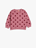Basic Sweatshirt Puantiyeli Bisiklet Yaka Uzun Kollu Pamuklu