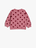 Basic Sweatshirt Puantiyeli Bisiklet Yaka Uzun Kollu Pamuklu