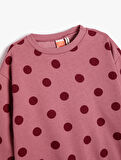 Basic Sweatshirt Puantiyeli Bisiklet Yaka Uzun Kollu Pamuklu