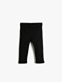Pamuklu Tayt Basic Capri BoyFitilli Beli Lastikli