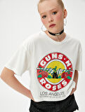 Guns n Roses Tişört Baskılı Lisanslı Crop Pamuklu