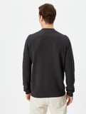 Slim Fit Kazak Triko Basic Bisiklet Yaka Dokulu
