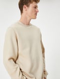 Basic Sweatshirt Bisiklet Yaka Uzun Kollu Şardonlu