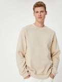 Basic Sweatshirt Bisiklet Yaka Uzun Kollu Şardonlu
