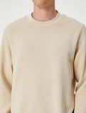 Basic Sweatshirt Bisiklet Yaka Uzun Kollu Şardonlu