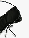 Halter Yaka Bikini Üstü Jakarlı Baskılı