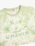Crop Oversize Tişört Baskılı Pamuklu