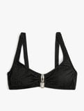 Simli Bikini Üstü Metal Aksesuarlı Kalın Askılı