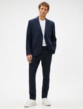Basic Blazer Ceket Dikiş Detaylı Düğmeli Cepli