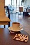 Desen Kesimli Ahşap Bardak Altlığı 6'lı Takım , Kahve Bardak Altlığı, Coffe Time -0126