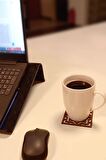 Desen Kesimli Ahşap Bardak Altlığı 6'lı Takım , Kahve Bardak Altlığı, Coffe Time -0128
