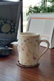 Desen Kesimli Ahşap Bardak Altlığı 6'lı Takım , Kahve Bardak Altlığı, Coffe Time -0130