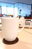 Desen Kesimli Ahşap Bardak Altlığı 6'lı Takım , Kahve Bardak Altlığı, Coffe Time -0136