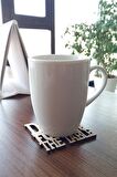 Desen Kesimli Ahşap Bardak Altlığı, Kahve Bardak Altlığı, Coffe Time -0140