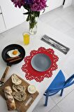 Artikel 446 32x45 cm Oval Kırmızı Desenli Amerikan Servis Takımı 2 Kişilik