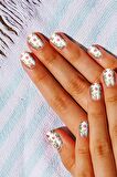 Pembe Çiçekler Tırnak Dövmesi, Tırnak Tattoo, Nail Art, Tırnak Sticker