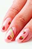 Mini Çilekler Tırnak Dövmesi, Tırnak Tattoo, Nail Art, Tırnak Sticker