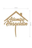 Gold Ailemize Hoş geldin Yazılı Ayna Pleksi Pasta Üstü & Doğum Günü Partisi & Pleksi Pasta Süsü