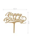 Gold Happy Birthday Yazılı Ayna Pleksi Pasta Üstü & Doğum Günü Partisi & Pleksi Pasta Süsü