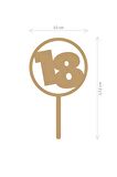 Gold 18 Yaş Yazılı Ayna Pleksi Pasta Üstü & Doğum Günü Partisi & Pleksi Pasta Süsü