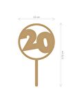 Gold 20 Yaş Yazılı Ayna Pleksi Pasta Üstü & Doğum Günü Partisi & Pleksi Pasta Süsü