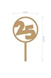 Gold 25 Yaş Yazılı Ayna Pleksi Pasta Üstü & Doğum Günü Partisi & Pleksi Pasta Süsü