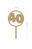 Gold 40 Yaş Yazılı Ayna Pleksi Pasta Üstü & Doğum Günü Partisi & Pleksi Pasta Süsü