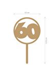 Gold 60 Yaş Yazılı Ayna Pleksi Pasta Üstü & Doğum Günü Partisi & Pleksi Pasta Süsü