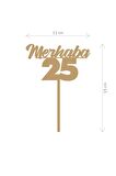Gold Merhaba 25 Yaş Yazılı Ayna Pleksi Pasta Üstü & Doğum Günü Partisi & Pleksi Pasta Süsü