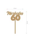 Gold Merhaba 60 Yaş Yazılı Ayna Pleksi Pasta Üstü & Doğum Günü Partisi & Pleksi Pasta Süsü