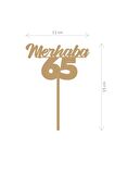 Gold Merhaba 65 Yaş Yazılı Ayna Pleksi Pasta Üstü & Doğum Günü Partisi & Pleksi Pasta Süsü