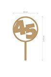 Gümüş 45 Yaş Yazılı Ayna Pleksi Pasta Üstü & Doğum Günü Partisi & Pleksi Pasta Süsü