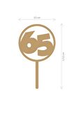 Gümüş 65 Yaş Yazılı Ayna Pleksi Pasta Üstü & Doğum Günü Partisi & Pleksi Pasta Süsü