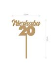 Gümüş Merhaba 20 Yaş Yazılı Ayna Pleksi Pasta Üstü & Doğum Günü Partisi & Pleksi Pasta Süsü