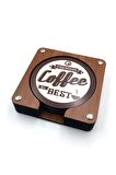 Coffee Yazıları -2  Baskılı Ahşap Bardak Altlığı 6'lı Takım, Ofis Aksesuarı, Masa Aksesuarı, Çay Kahve İçecek Altlığı, Masa Üzeri Koruyucu Altlık