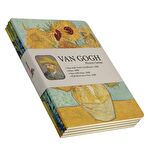 Van Gogh 4'lü Defter Seti 3 - Flowers Series - Çizgisiz - 64 Sayfa - 14x21 cm