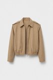 Camel Cooper Crop Bomber Ceket