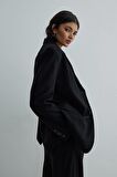 Siyah Gabriel Keten Blazer Ceket