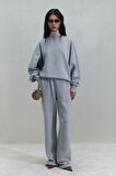 Gri Logolu Oversize Sweatshirt