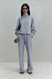 Gri Logolu Oversize Sweatshirt