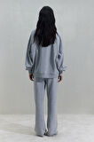 Gri Logolu Oversize Sweatshirt