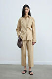 Camel Paper Poplin Pantolon
